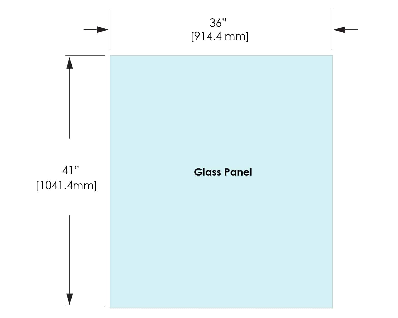 1/2" Railing Glass Panel - 41" Height - 41", 36X41