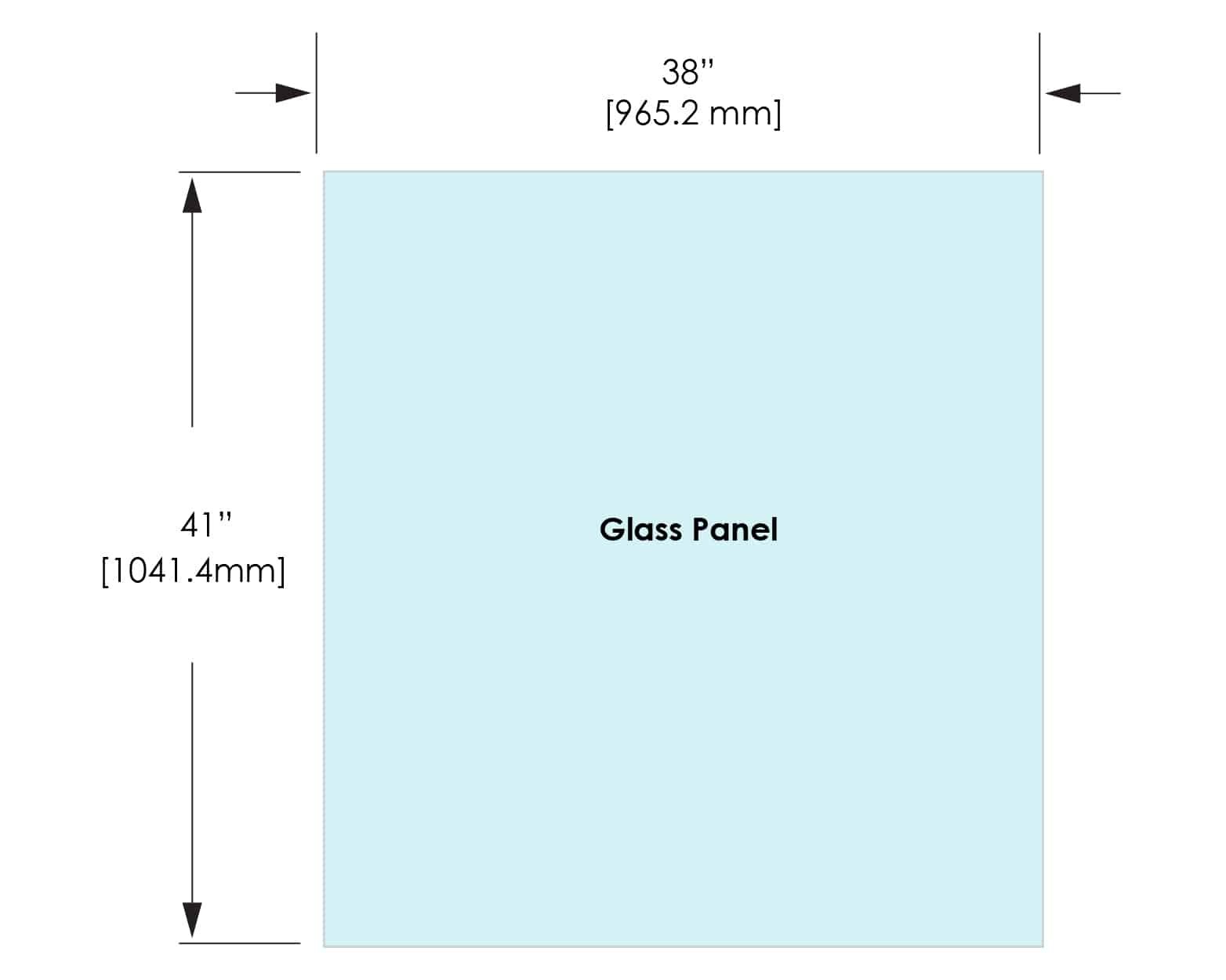 1/2" Railing Glass Panel - 41" Height - 41", 38X41