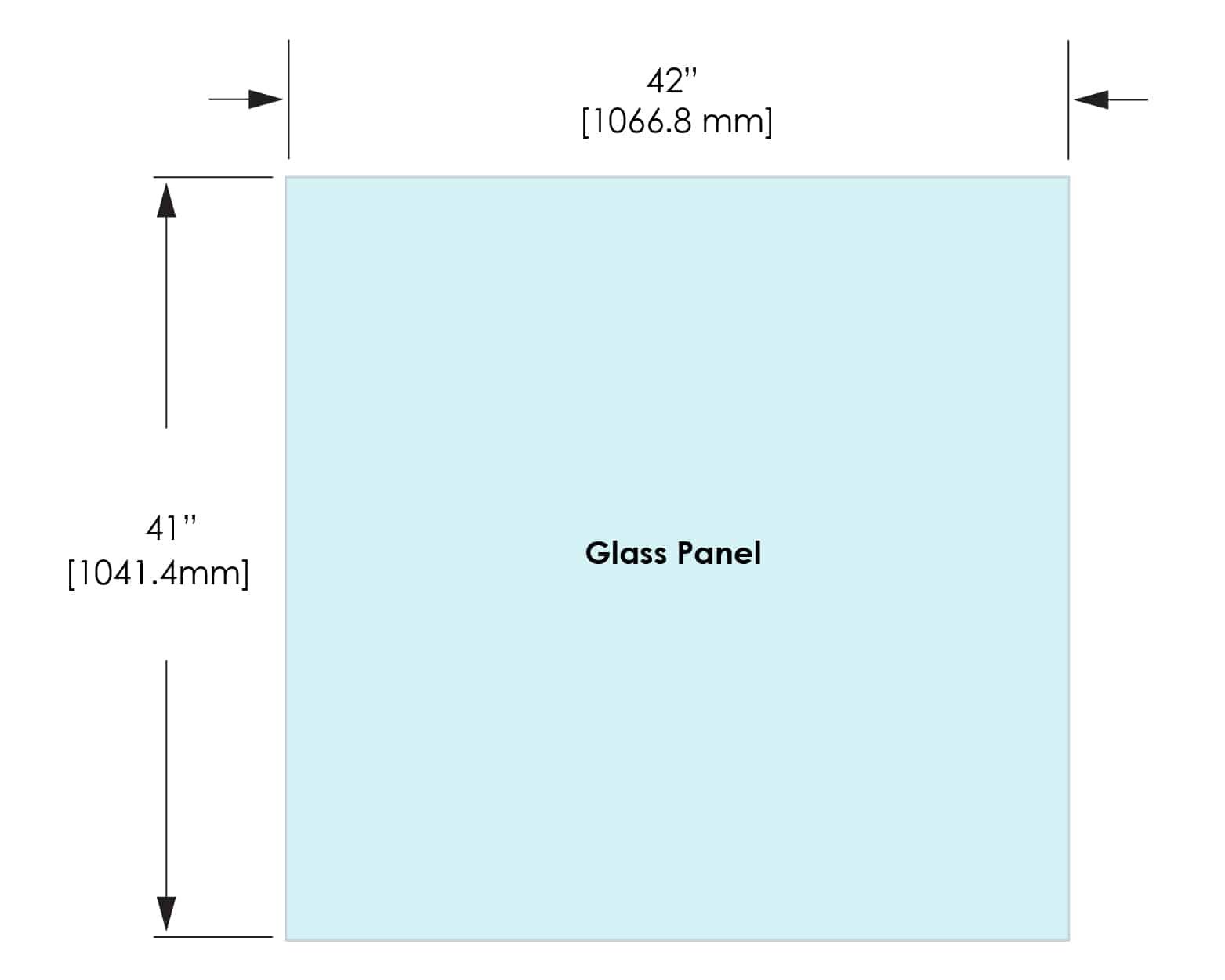 1/2" Railing Glass Panel - 41" Height - 41", 42X41