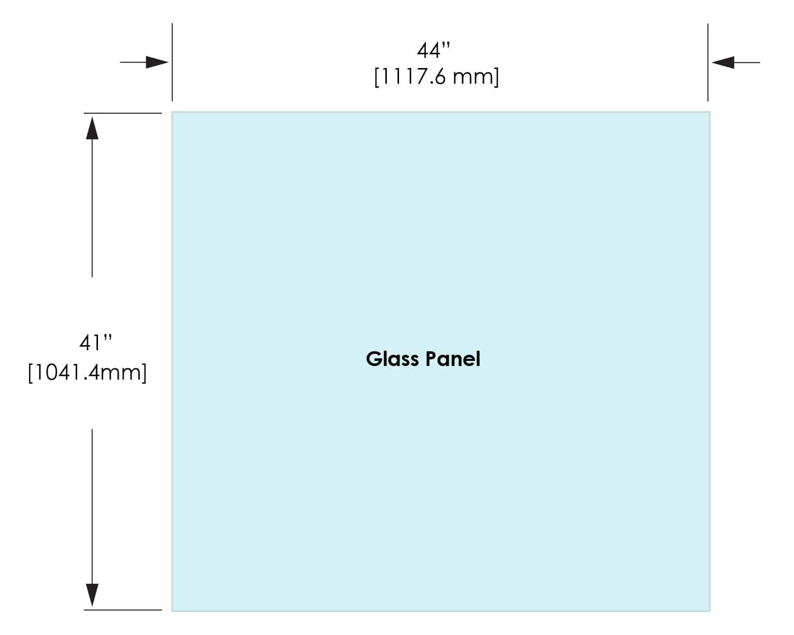 1/2" Railing Glass Panel - 41" Height - 41", 44X41