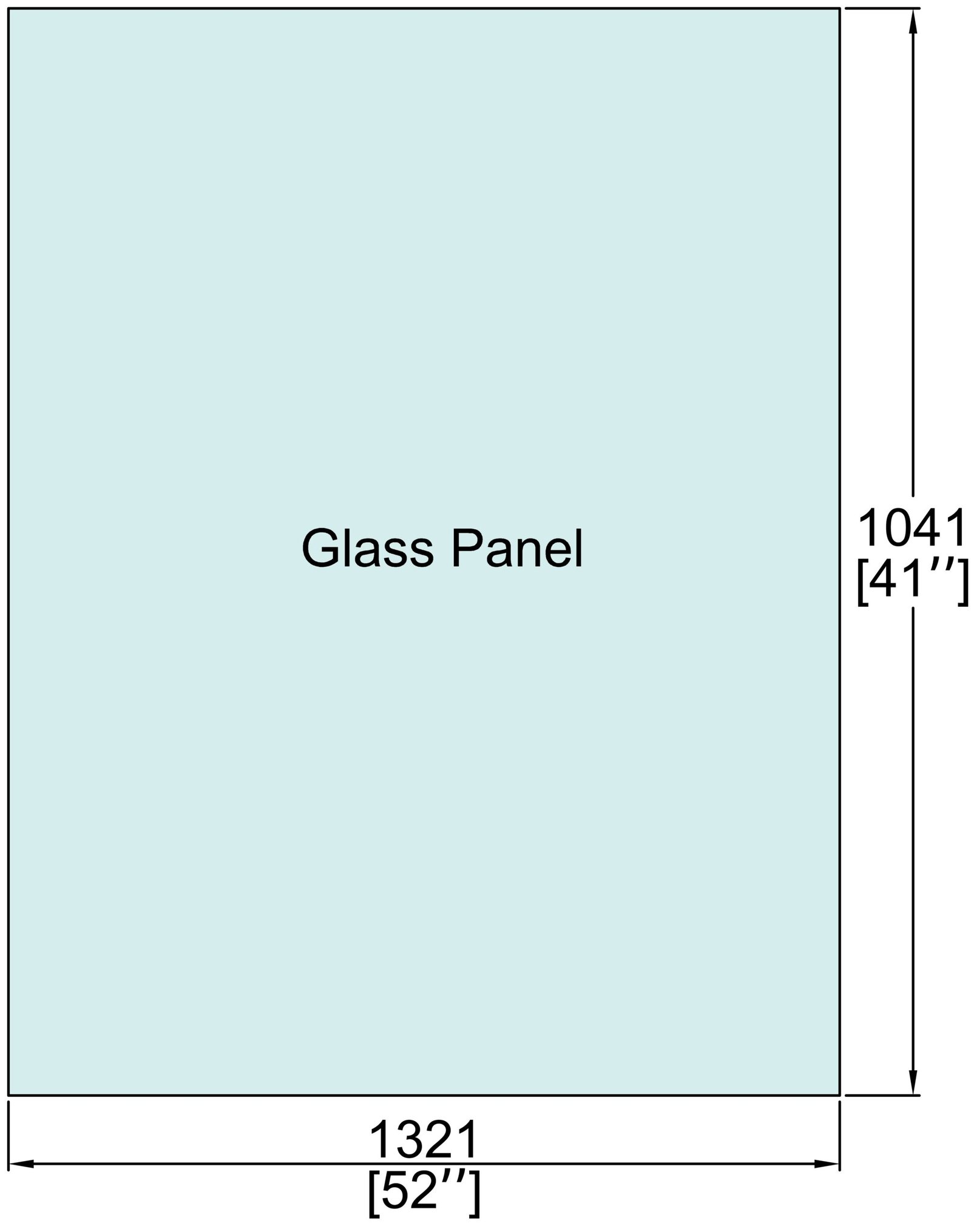 1/2" Railing Glass Panel - 41" Height - 41", 52X41