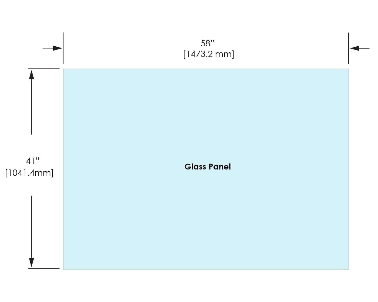 1/2" Railing Glass Panel - 41" Height - 41", 58X41