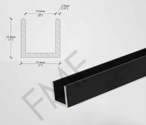 Commercial U-Channel - Matte Black, 1" x 1"
