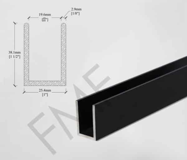 Commercial U-Channel - Matte Black, 1" X 1.5"