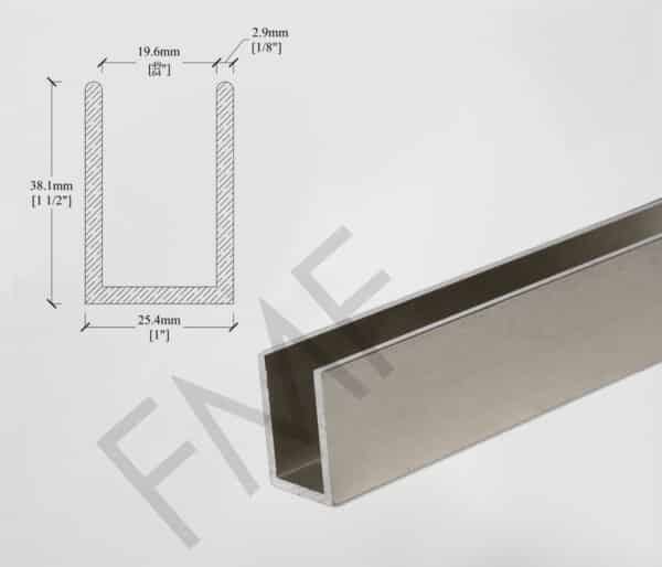 Commercial U-Channel - Brushed Nickel, 1" X 1.5"