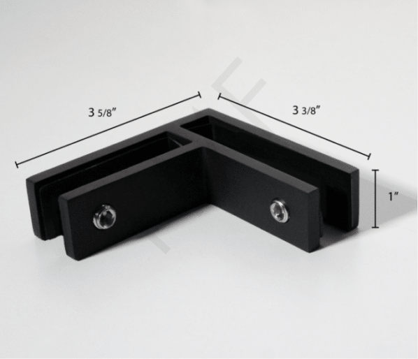 Long Slim 90° Glass-to-Glass Railing Bracket - Matte Black