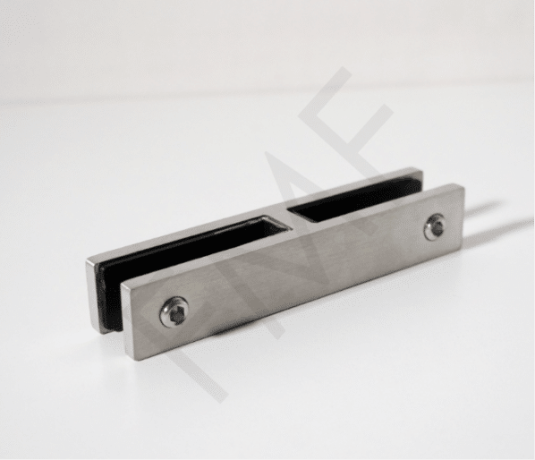 Long Slim 180° Glass-to Glass Railing Bracket - Brushed Stainless