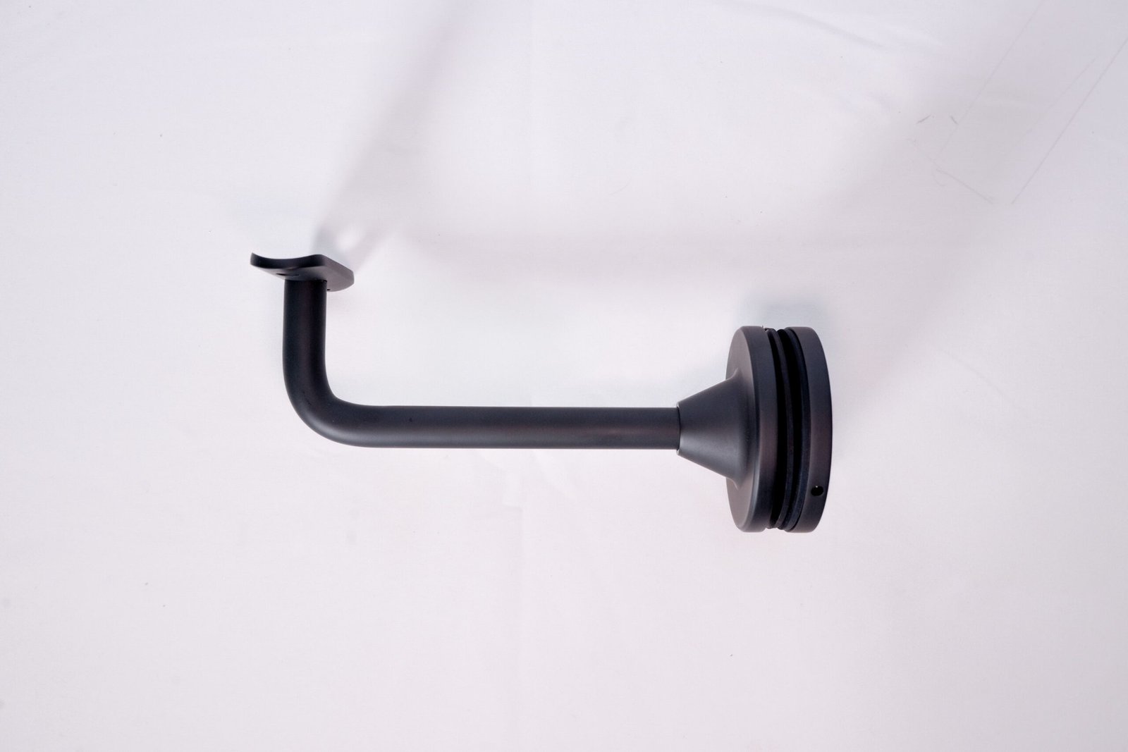 6" Flat Saddle Glass Mount Adjustable Handrail Brackets - Matte Black