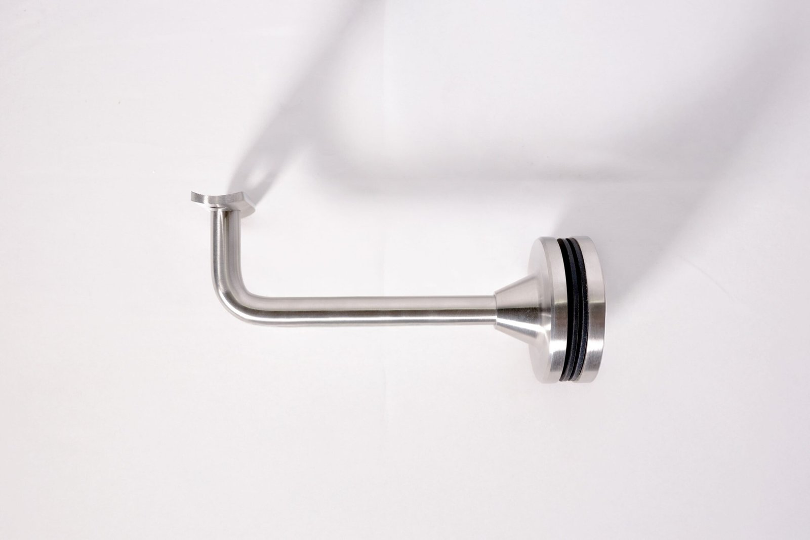 6" Flat Saddle Glass Mount Adjustable Handrail Brackets - Brushed Stainless