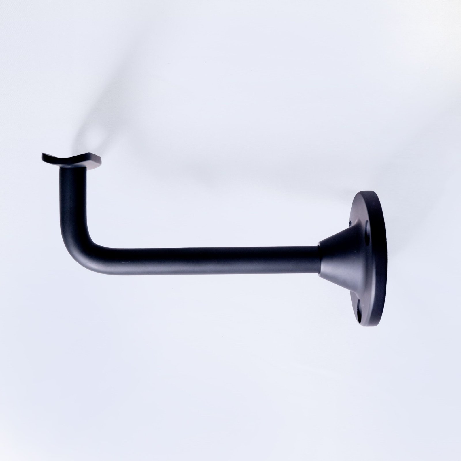 6" Flat Saddle Wall Mount Adjustable Handrail Brackets - Matte Black
