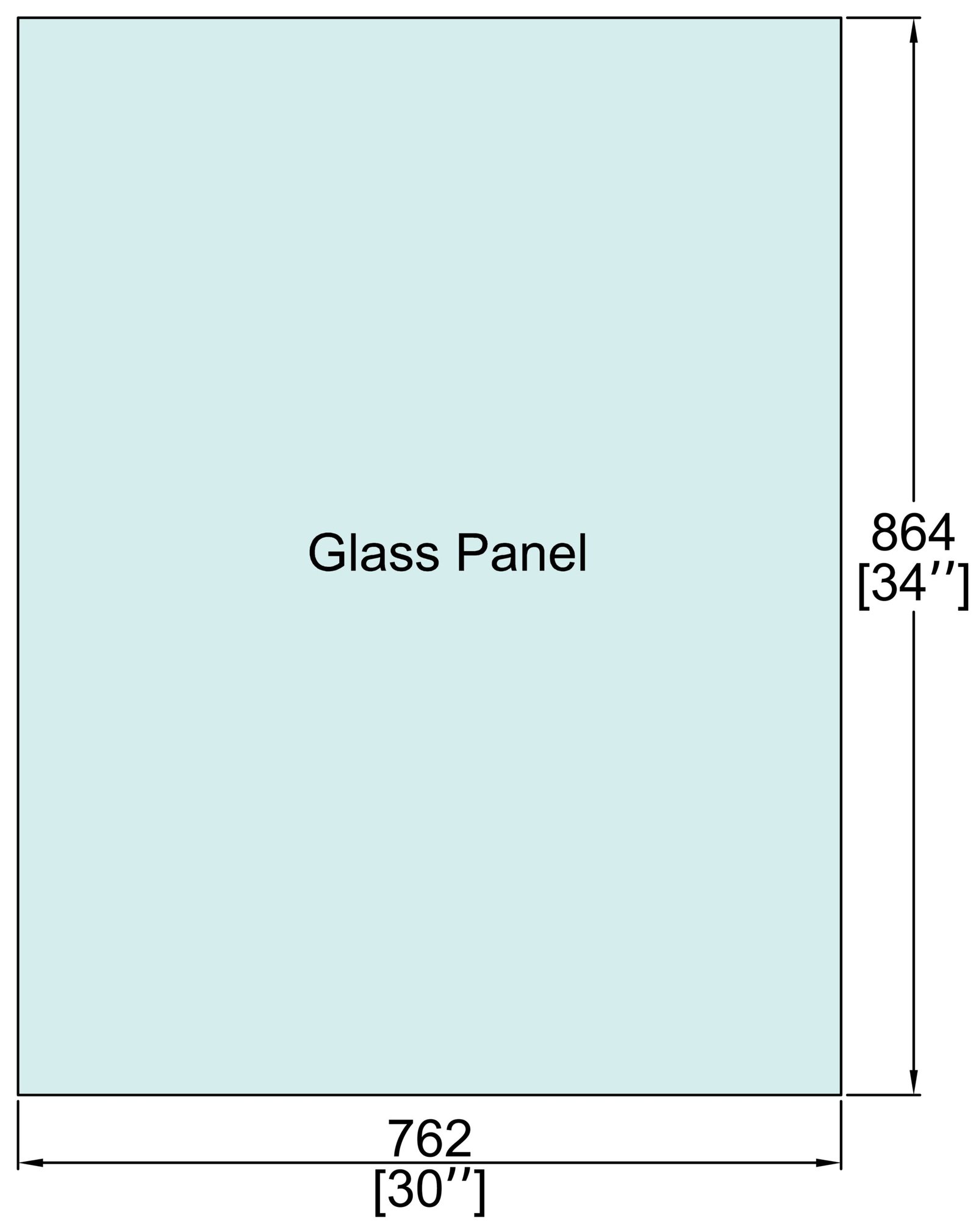 1/2" Railing Glass Panel - 34" Height