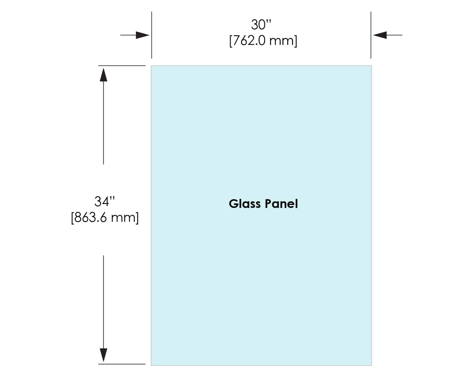 1/2" Railing Glass Panel - 34" Height - 34", 30X34