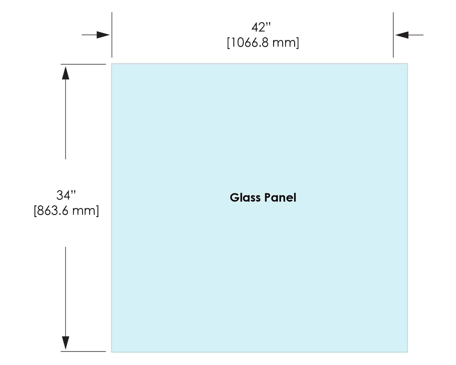 1/2" Railing Glass Panel - 34" Height - 34", 42X34