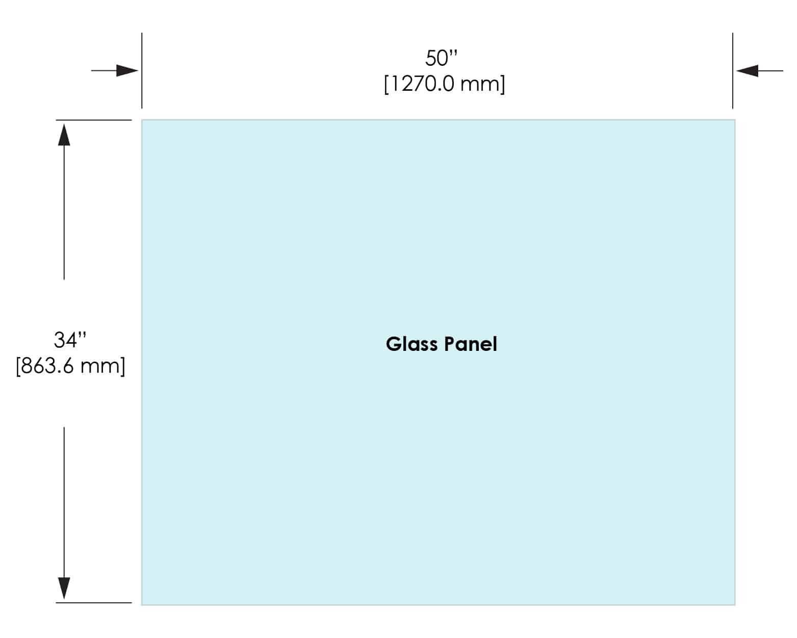 1/2" Railing Glass Panel - 34" Height - 34", 50X34