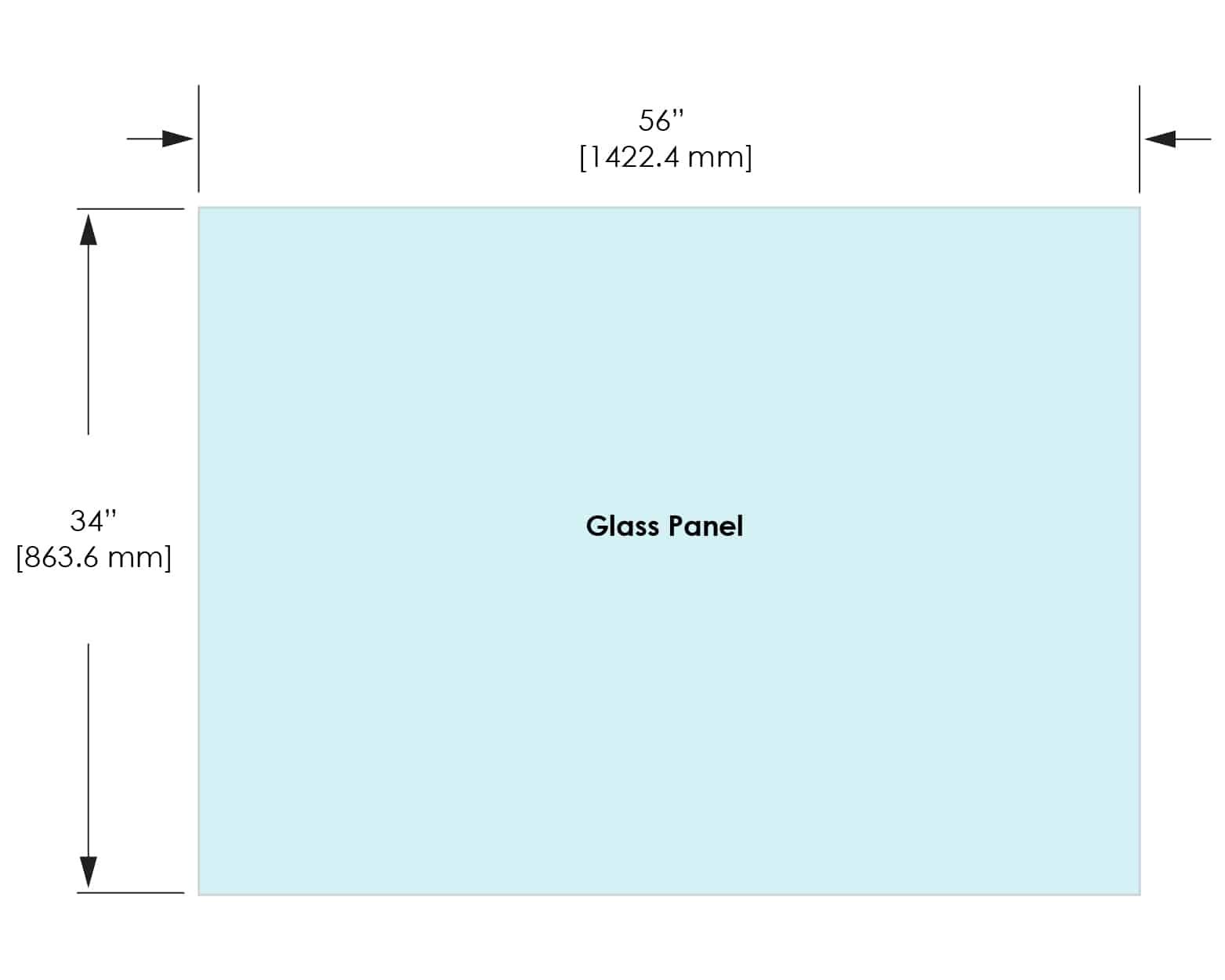 1/2" Railing Glass Panel - 34" Height - 34", 56X34