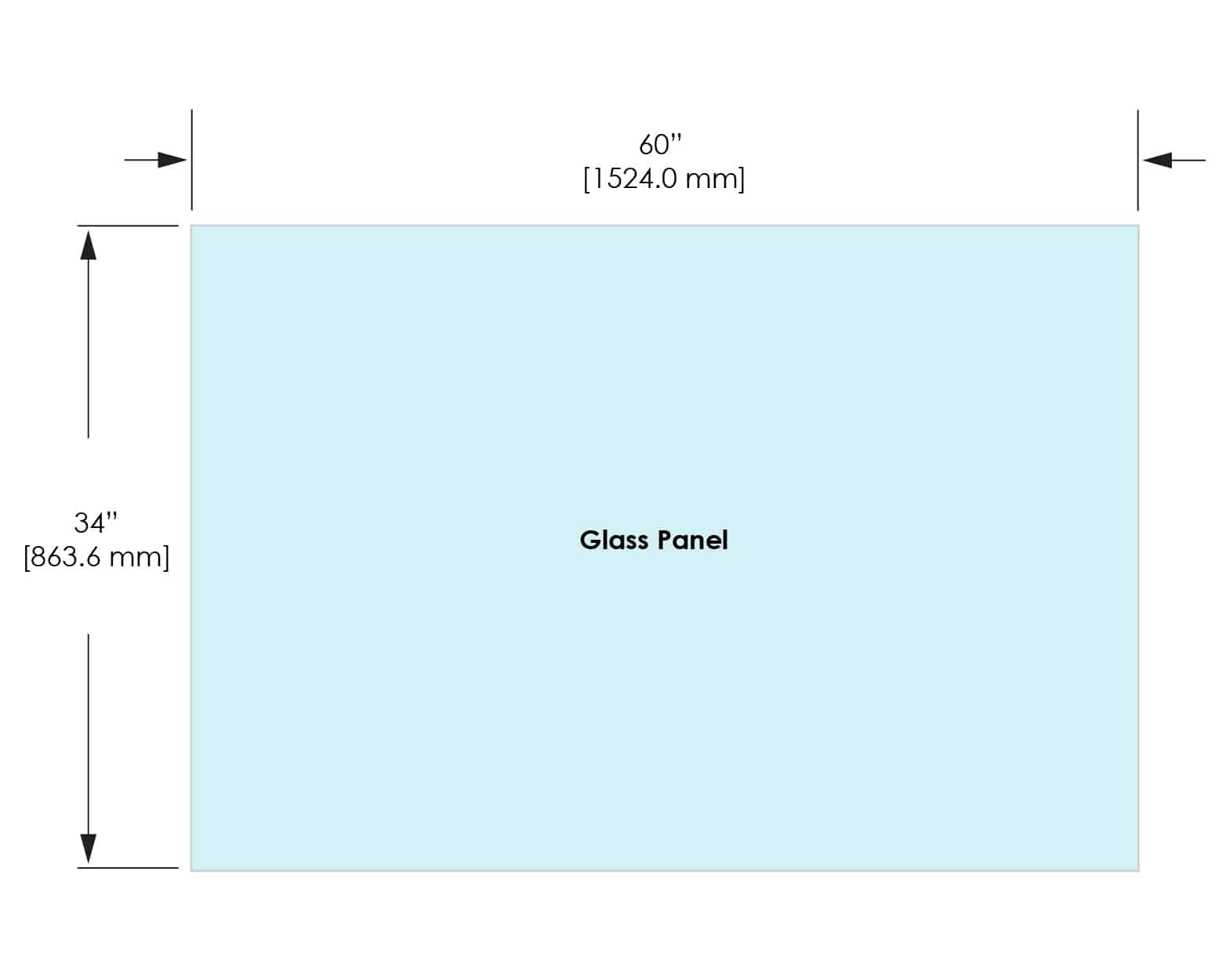 1/2" Railing Glass Panel - 34" Height - 34", 60X34