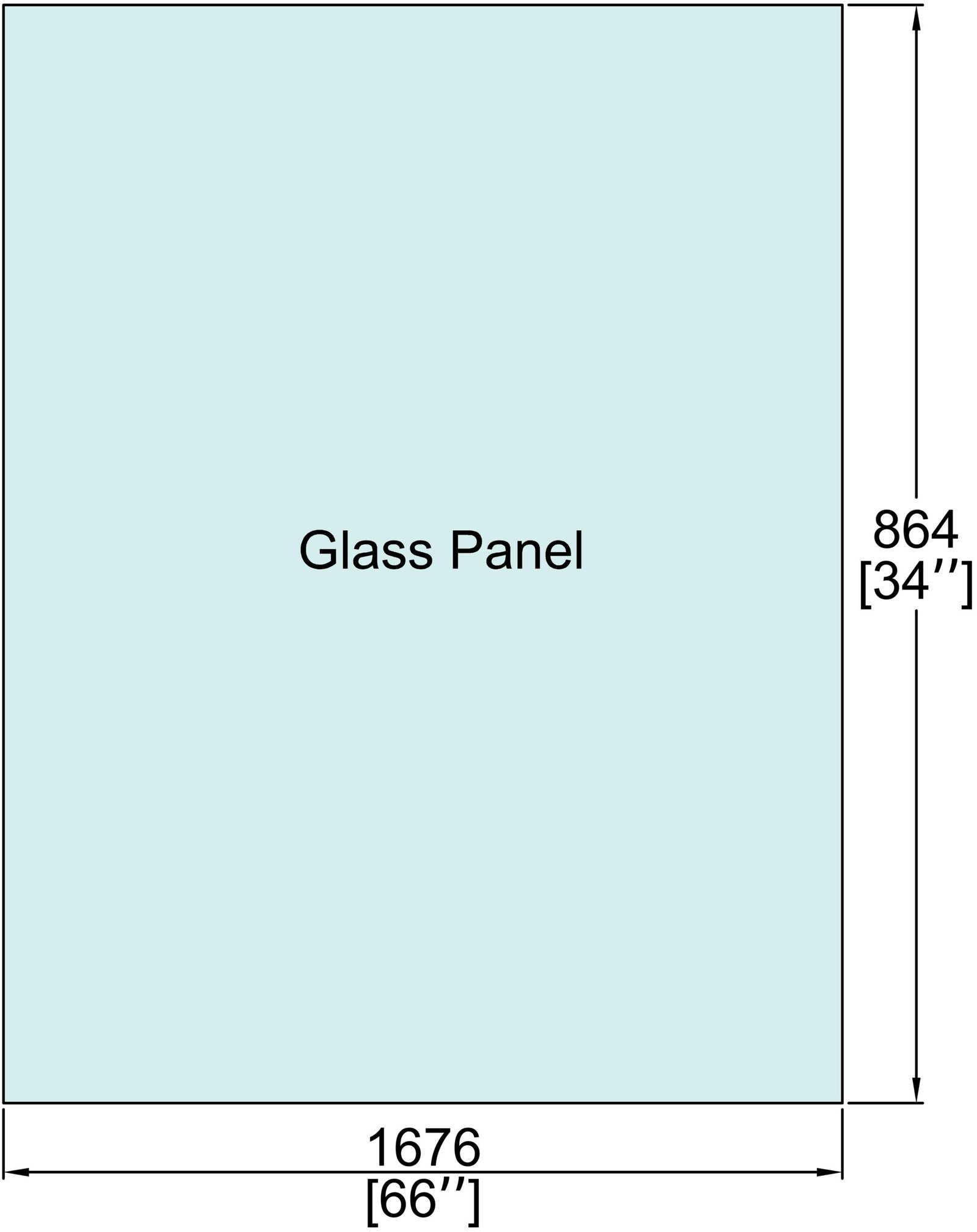 1/2" Railing Glass Panel - 34" Height - 34", 66X34