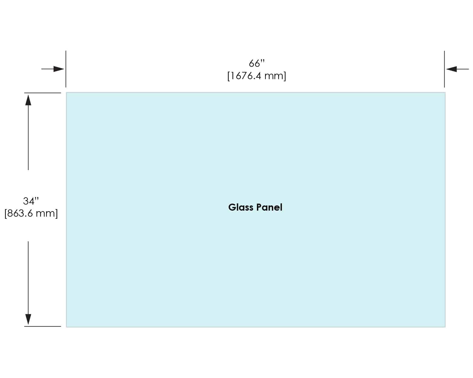 1/2" Railing Glass Panel - 34" Height - 34", 66X34