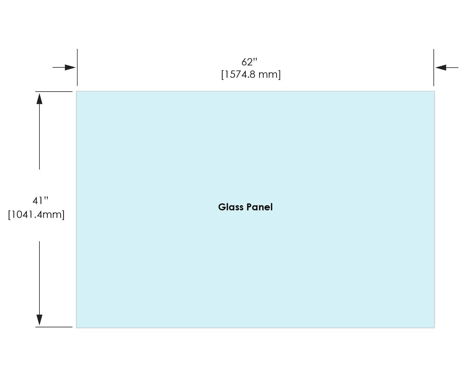 1/2" Railing Glass Panel - 41" Height - 41", 62X41