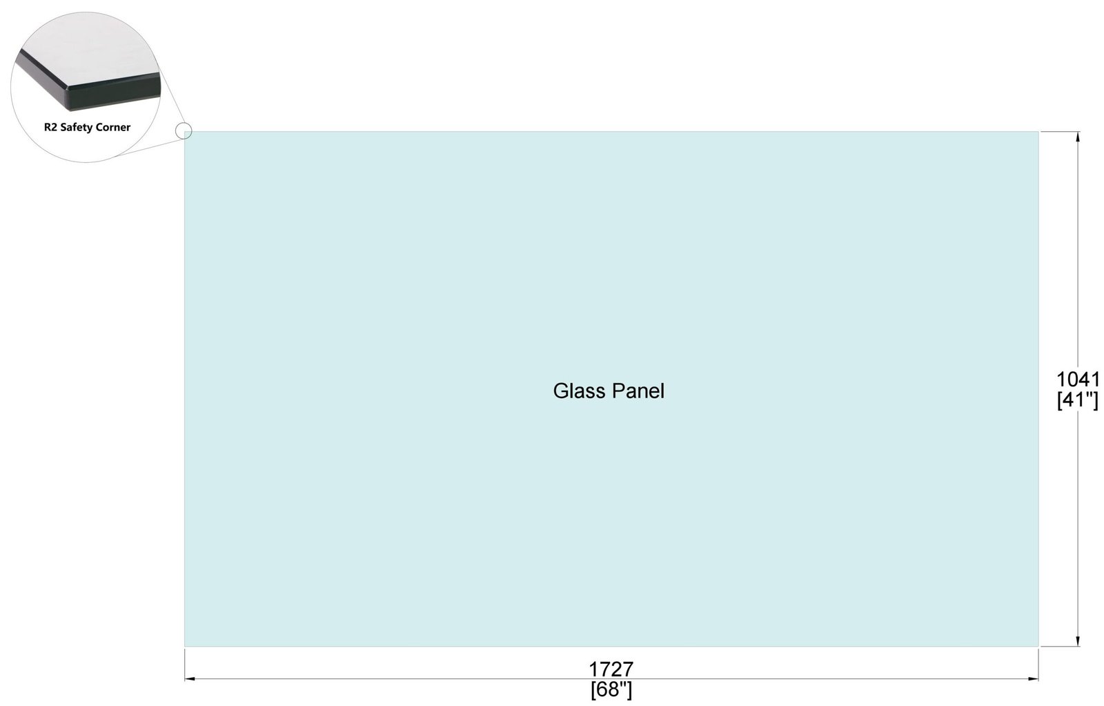 1/2" Railing Glass Panel - 41" Height - 41", 68X41