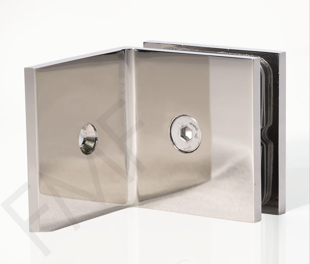 Offset Glass Clamp - Polished Nickel