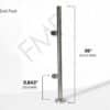 36" Round End Cap Glass Railing Post