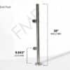 38" Round End Cap Glass Railing Post