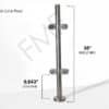 38″ Round In-line Railing Post