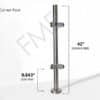 42" Round Corner Post 42.4MM Ø 316 SS Includes 4 x Clamps