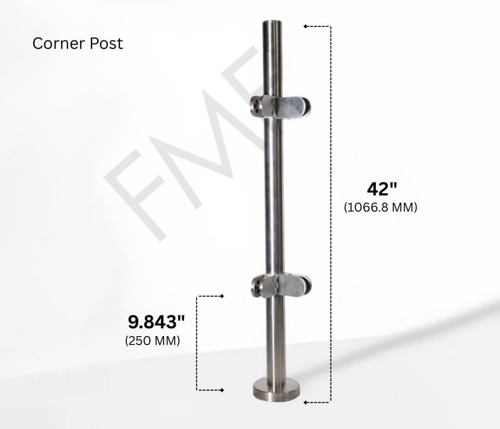 42″ Round Corner Railing Post