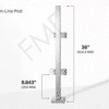 36″ Square In-line Railing Post