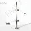 38″ Square In-line Railing Post