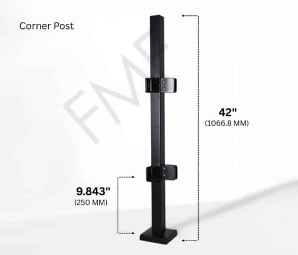 42″ Square Corner Railing Post - Matte Black
