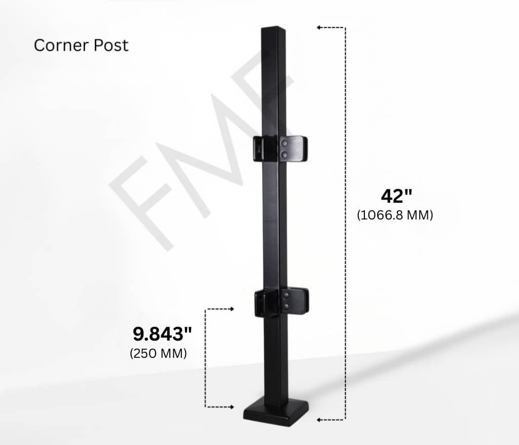 42″ Square Corner Railing Post