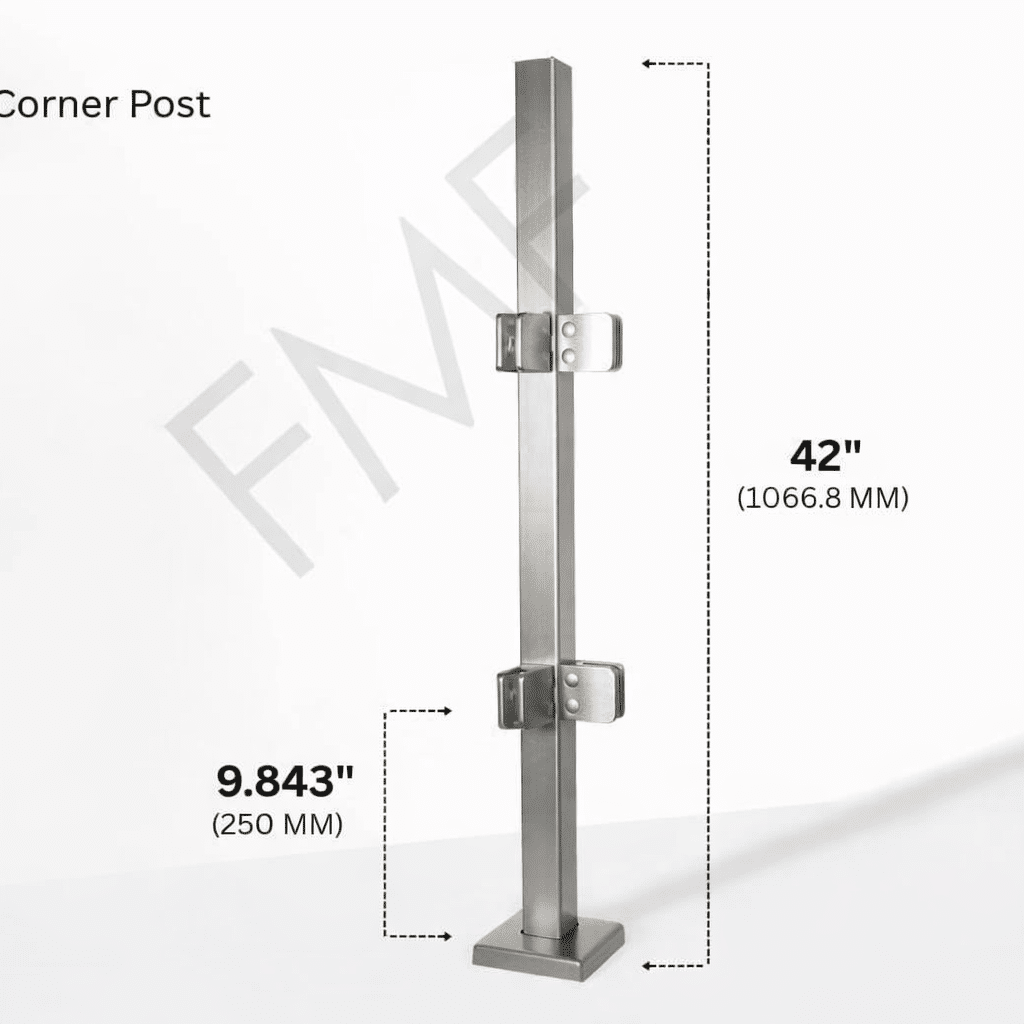 42″ Square Corner Railing Post