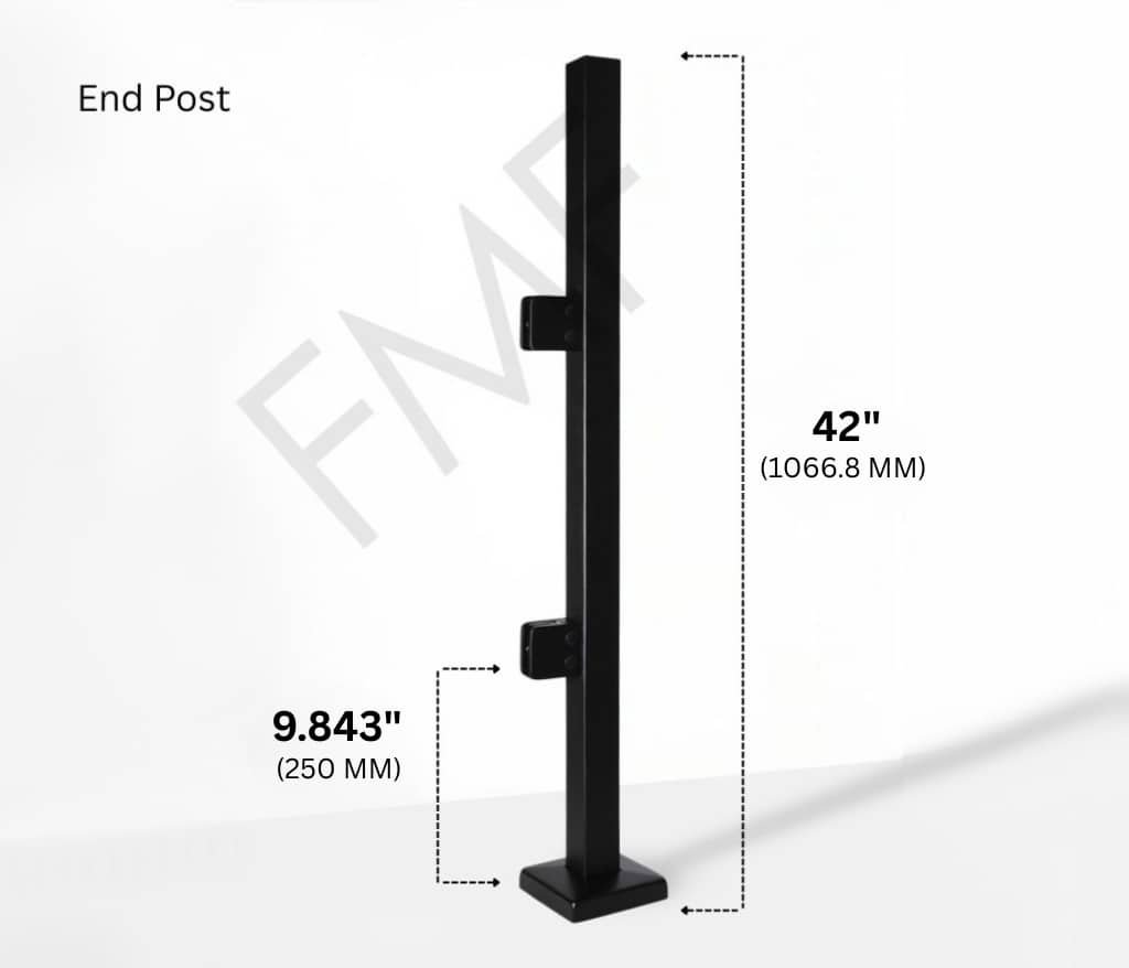 42″ Square End Cap Railing Post