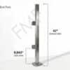 42″ Square End Cap Railing Post