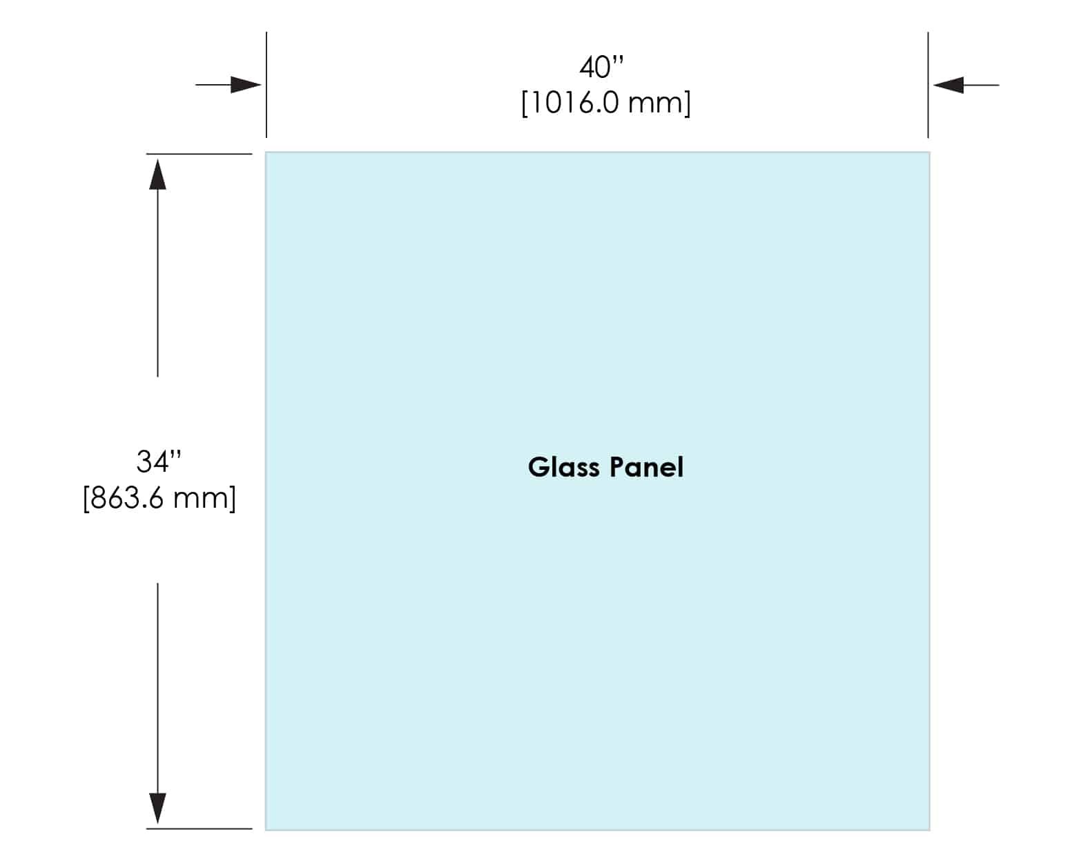 1/2" Railing Glass Panel - 34" Height - 34", 40X34