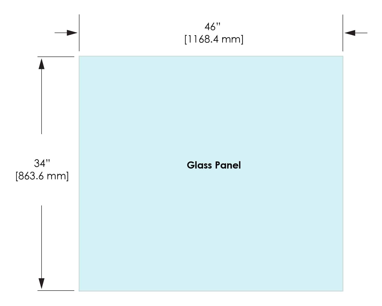 1/2" Railing Glass Panel - 34" Height - 34", 46X34