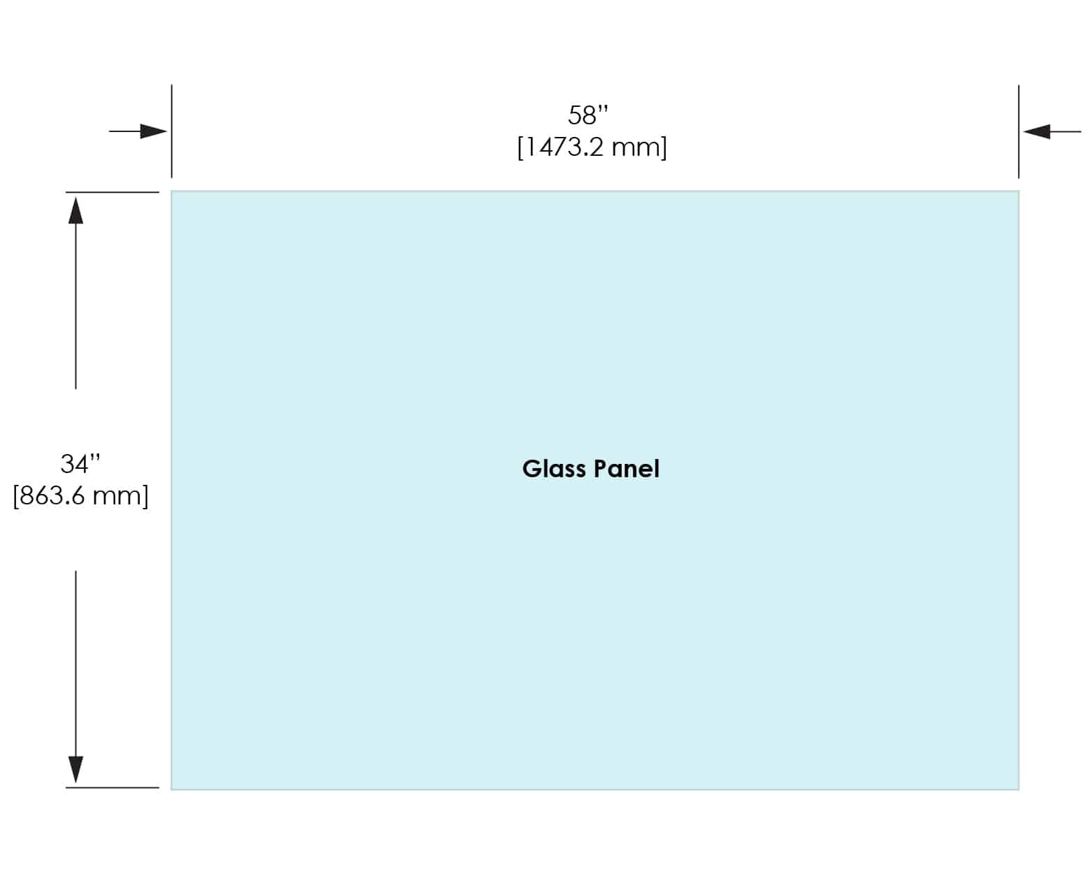 1/2" Railing Glass Panel - 34" Height - 34", 58X34