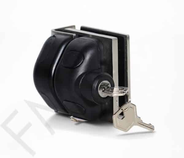 Square Post Glass Fence Lock - Brushed Stainless