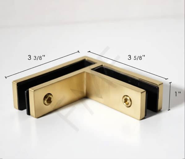 Long Slim 90° Glass-to-Glass Railing Bracket - Satin Brass