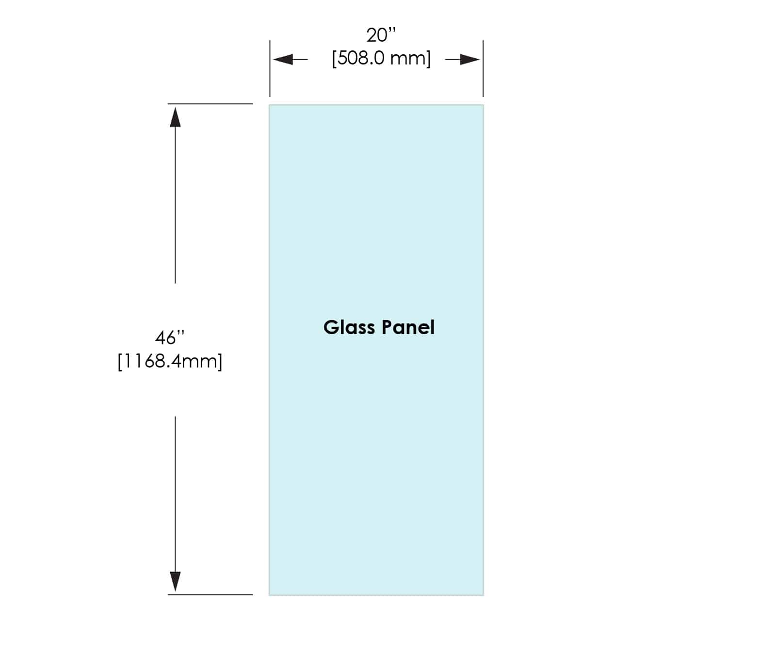 1/2" Railing Glass Panel - 46" Height - 46", 20x46