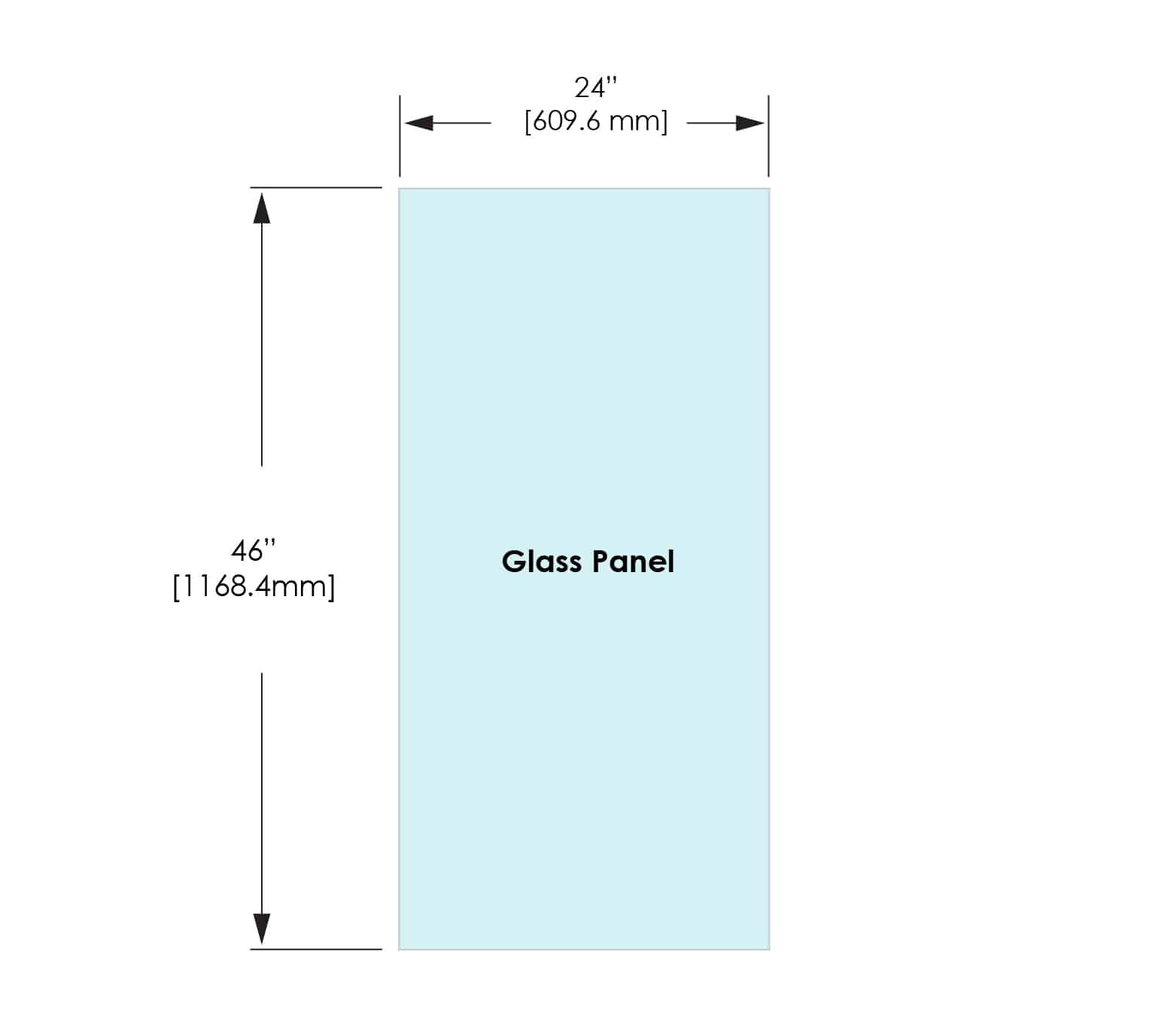 1/2" Railing Glass Panel - 46" Height - 46", 24x46