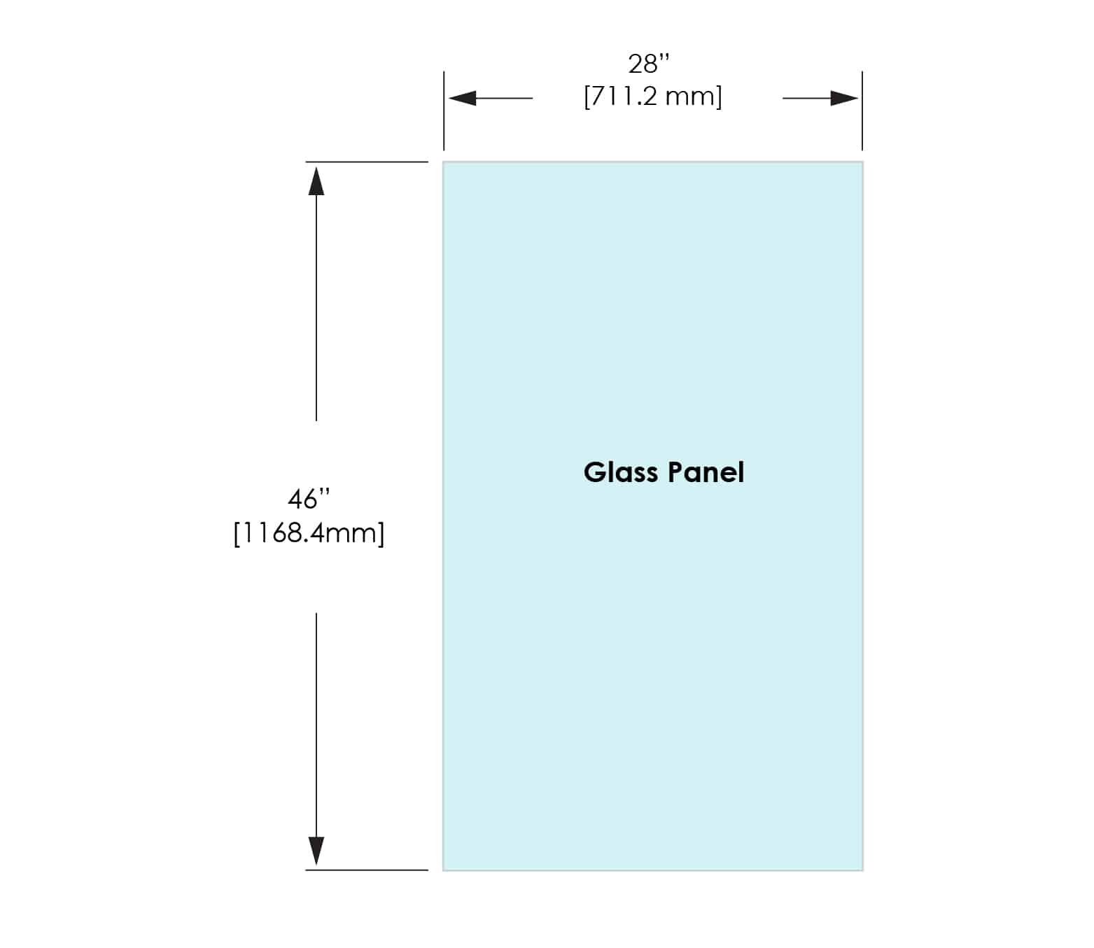 1/2" Railing Glass Panel - 46" Height - 46", 28x46