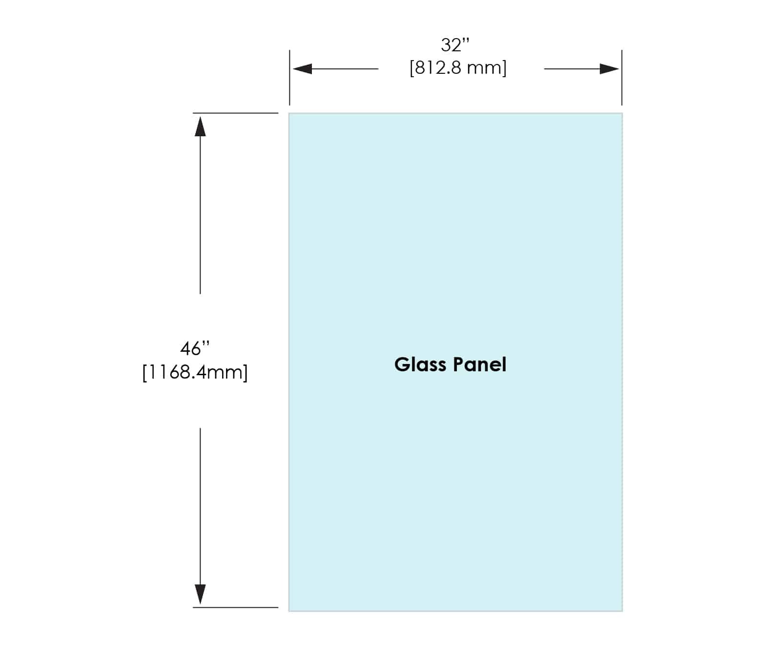 1/2" Railing Glass Panel - 46" Height - 46", 32x46