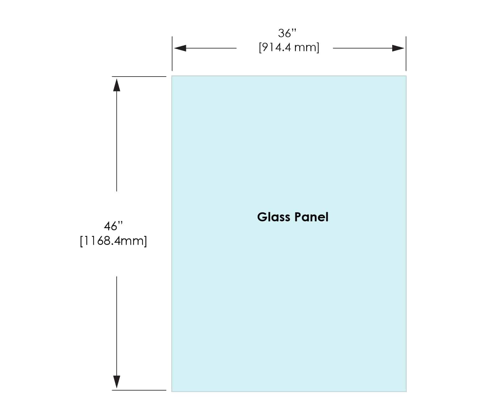 1/2" Railing Glass Panel - 46" Height
