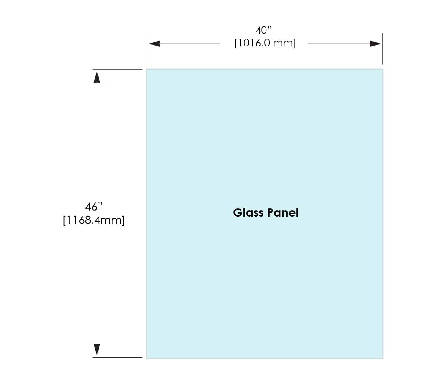 1/2" Railing Glass Panel - 46" Height - 46", 40x46