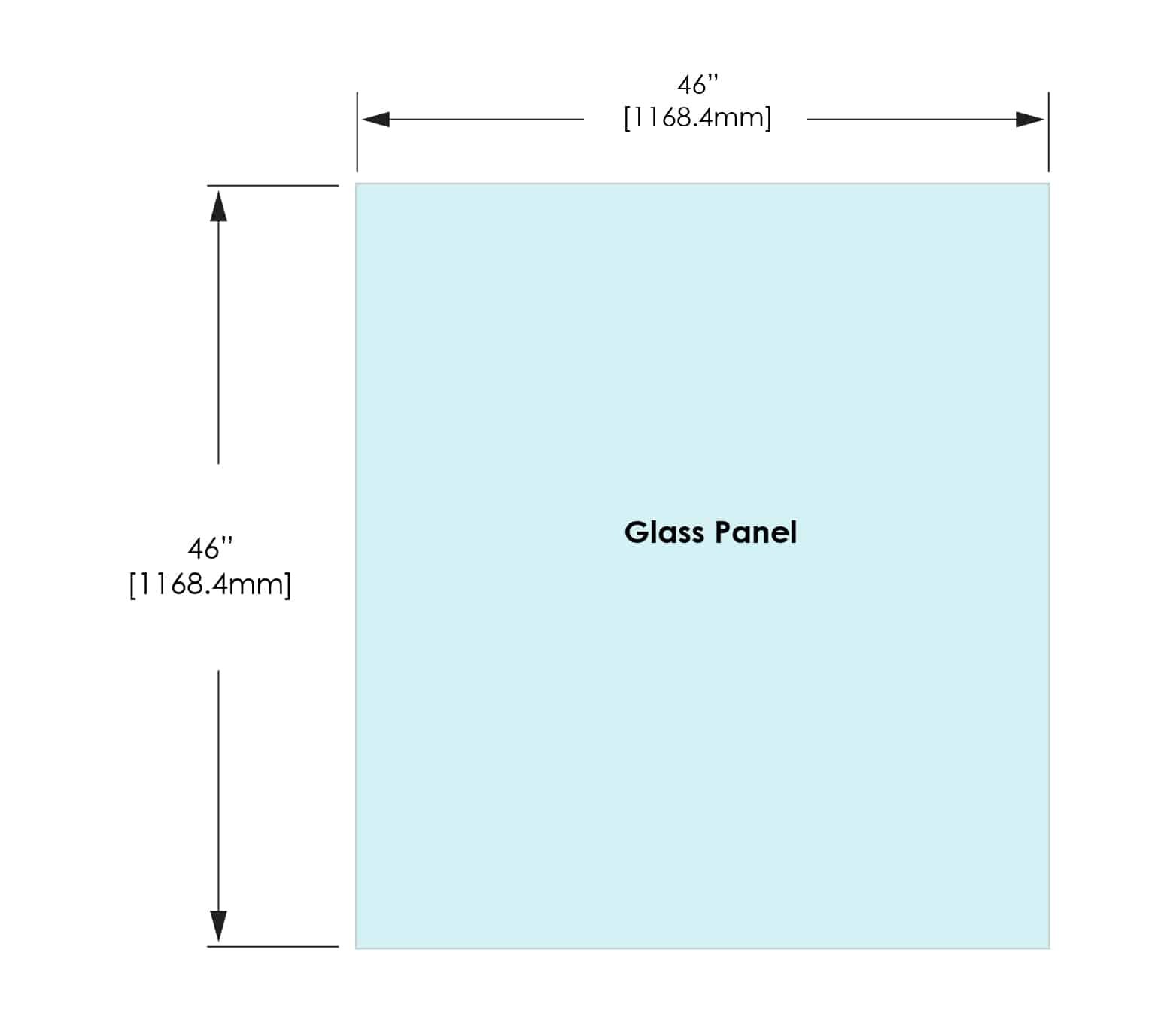 1/2" Railing Glass Panel - 46" Height - 46", 46x46