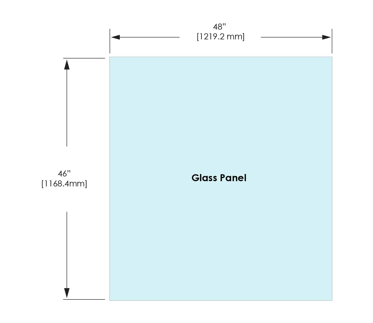 1/2" Railing Glass Panel - 46" Height - 46", 48x46